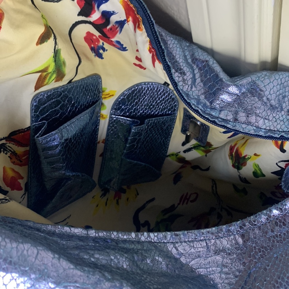 Chi by Falchi Blue Metallic Tote Bag - Picture 10 of 15